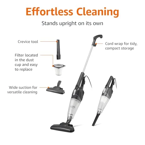 Amazon Basics 2 in 1 corded stick vacuum, view 2