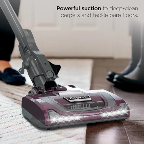 Shark HV322 Rocket Pet Plus Corded Stick Vacuum with LED Headlights, XL Dust Cup, Lightweight, Perfect for Pet Hair Pickup, Converts to a Hand Vacuum, with (2) Pet Attachments, Bordeaux/Silver, view 2