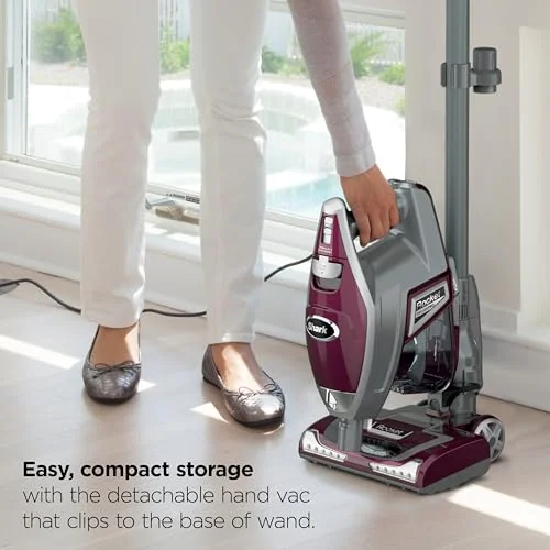 Shark HV322 Rocket Pet Plus Corded Stick Vacuum with LED Headlights, XL Dust Cup, Lightweight, Perfect for Pet Hair Pickup, Converts to a Hand Vacuum, with (2) Pet Attachments, Bordeaux/Silver, view 4